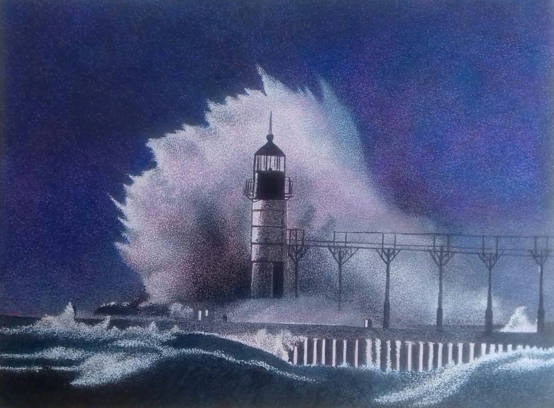 Louis de Jager - Lighthouse in a Storm